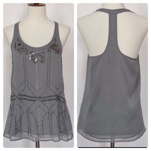 NWOT Abercrombie gray embellished chiffon tank